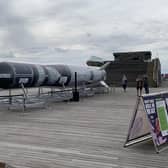 72 foot long model rocket on Hastings Pier