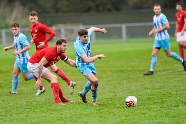 Action from Arundel FC's 2-1 win at home to Worthing United in the SCFL division one
