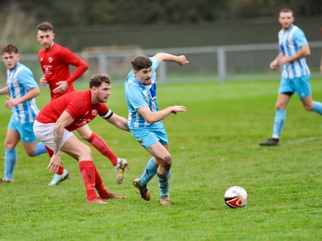 Action from Arundel FC's 2-1 win at home to Worthing United in the SCFL division one