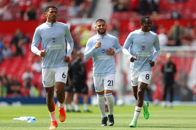 Brighton & Hove Albion’s Deniz Undav (centre) has not ruled out returning to Belgium on loan in the January transfer window as the striker looks to get regular playing time under his belt. Picture by Catherine Ivill/Getty Images