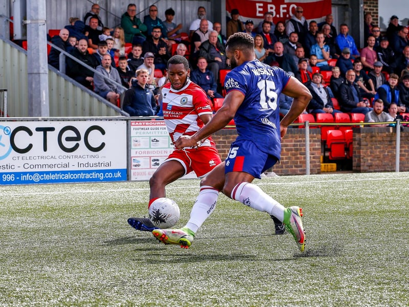 Images from Eastbourne Borough's 2023-24 season opener, a 1-0 National South home win over Hampton and Richmond