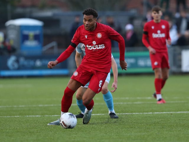 Worthing v Eastbourne Borough in action at Woodside Road on Boxing Day