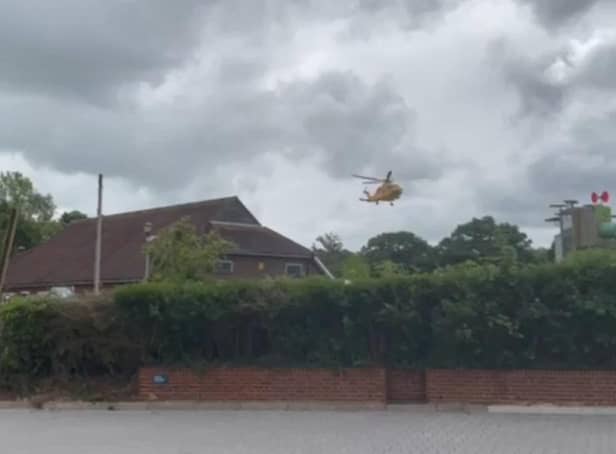 Kalvin Mahoney sent in this video of a yellow helicopter appearing to land in the Worlds End Recreation Park