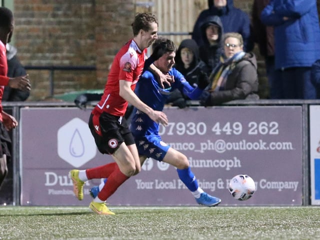 Action from Worthing's 2-0 National South win at Eastbourne Borough