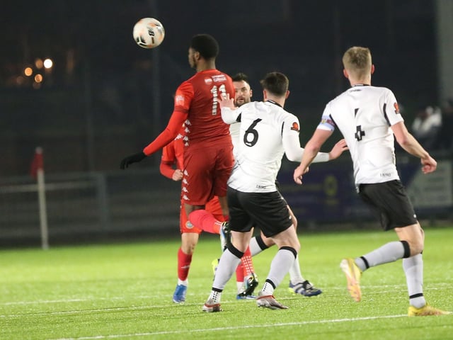 Action from Worthing's 3-1 home loss to Weymouth in National League South