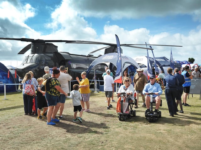 Start of Airbourne 2024 on August 15 in Eastbourne - Static displays on Western Lawns as the event opened to the public.