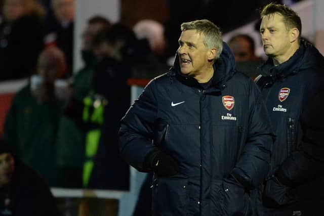 Carl Laraman as Arsenal u18 boss during the FA Youth Cup 5th Round match against Charlton Athletic on February 21, 2014.  (Photo by David Price/Arsenal FC via Getty Images)