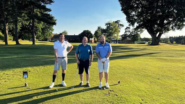 Iain McKay, Alan Greig and Steve Grouwstra completed 100 holes of golf in a single day to raise funds for Horsham's QEII school