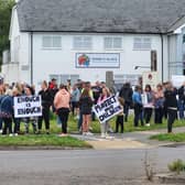 Protestors demonstrating outside the Chichester Park Hotel. Picture: Eddie Mitchell
