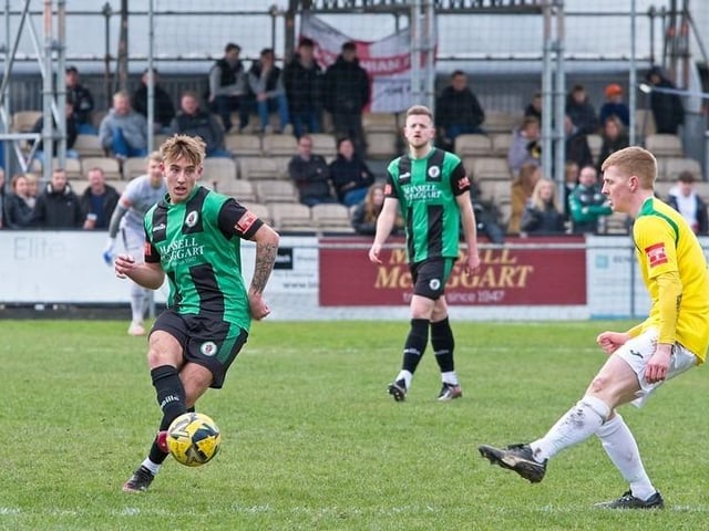 Burgess Hill Bbeat Corinthian 4-1 with two goals from Dan Perry and one each from Dave Martin and Martyn Box. Picture by Chris Neal