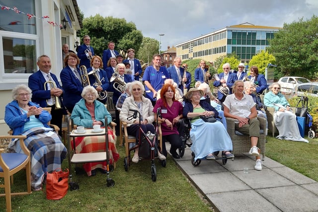 Worthing Silver Band joined care home staff and residents at Fernbank Residential Care Home in Worthing for a sing along to mark Thank You Day 2023.