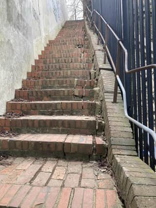 The steps between Offham Road and Talbot Terrace have a number of bricks which are either missing or have been displaced from the original set-up (credit: Anthony Kalume)