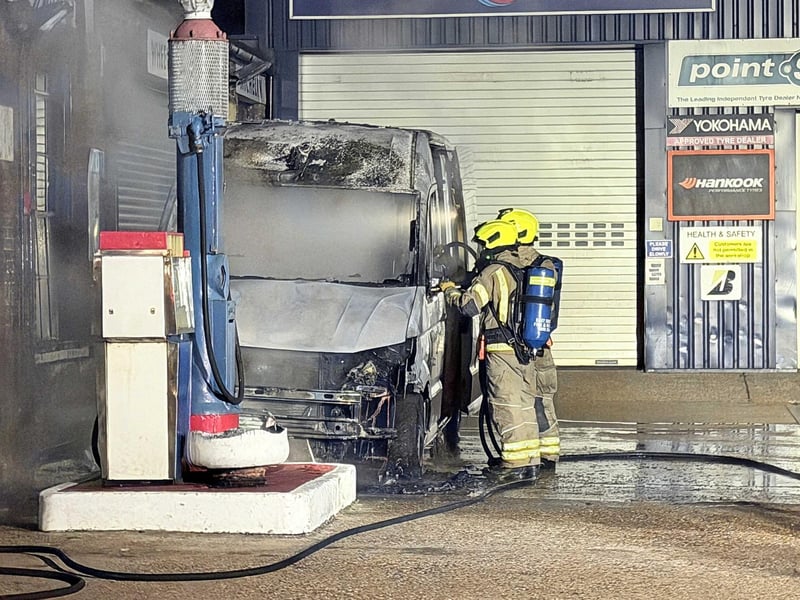 Firefighters at the scene at Eastbourne Tyre Company.