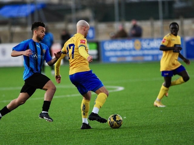 Action from Lancing's 3-1 win over Sevenoaks in the Isthmian south east division