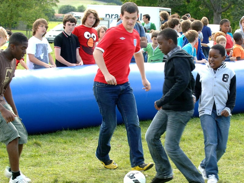 Enjoying a game of football