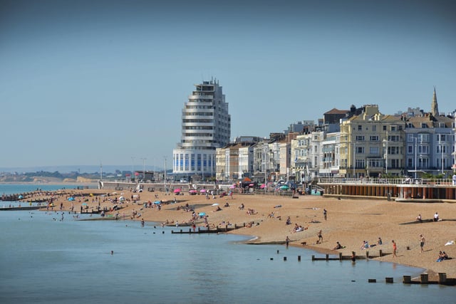 St Leonards seafront pictured from Hastings pier.