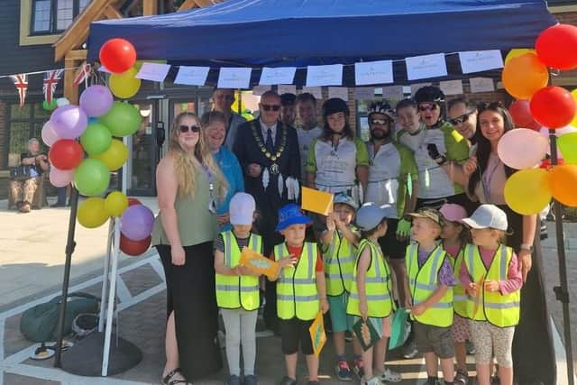 A photo of the children, riders and Polegate town council