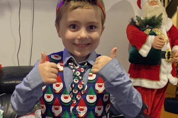 Angel Hornsby's son in his lovely Christmas waistcoat