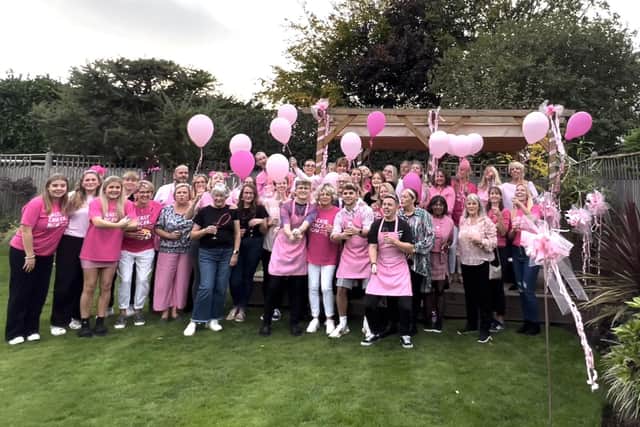 Jackie Palmer gathered family and friends for a fundraising Pink Fizz Afternoon Tea on Saturday, supporting Breast Cancer Now, and talked openly about her cancer to help raise awareness during National Breast Cancer Awareness Month
