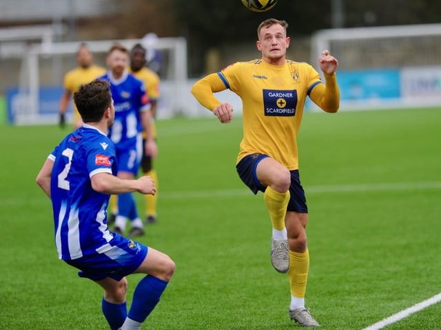 Action from Lancing FC's 1-0 home loss to East Grinstead Town in the Isthmian south east division