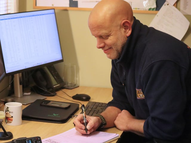 Zoo Manager Mark inputting all the stocktake data