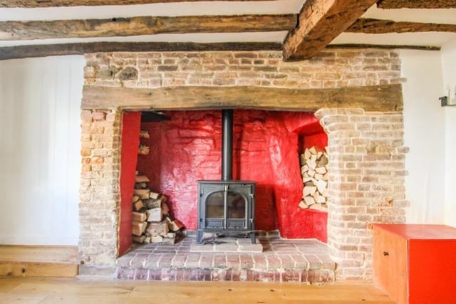 A closer view of the inglenook fireplace