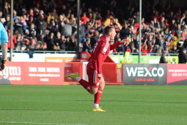 James Tilley opened the scoring for Crawley Town against Newport County. Photo: Cory Pickford
