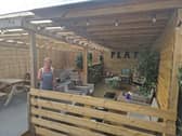 Owner Kerrie Pelling in the large garden at Presh-Eat in Shoreham
