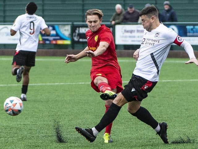 Action from Newhaven v Horsham YMCA at Fort Road in the SCFL premier