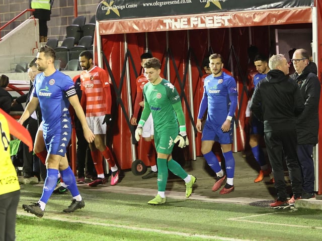 Action from Worthing's 7-2 defeat at Ebbsfleet United in the National League South