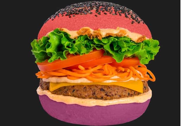 The Rainbow Burger at Flower Burger