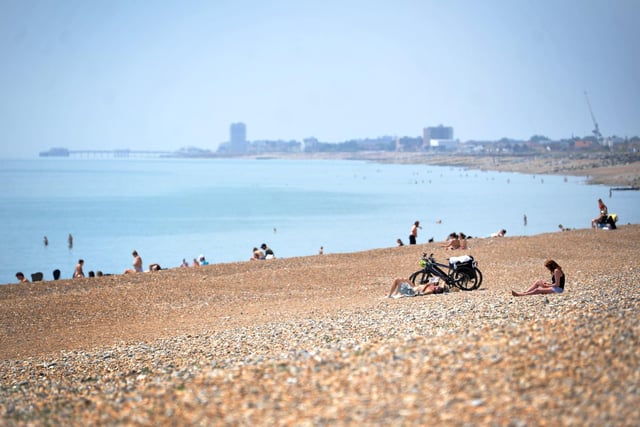Shoreham Beach, West Sussex during the sunny weather on 13th June 2023. Pic S Robards SR2306142