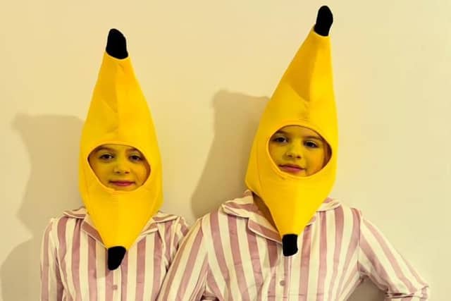 Tasha Scott sent in this picture of 11-year-olds Sophia and Olivia as Bananas in Pyjamas