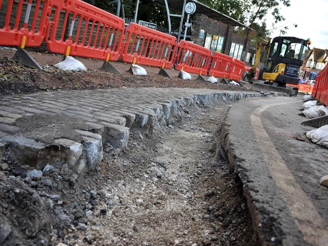 Roadworks just down from Burgess Hill railway station have exposed some old brickwork. SR2210185