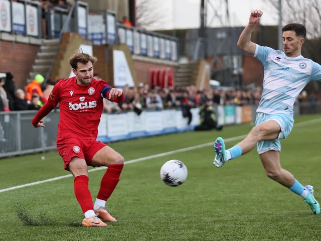Worthing v Eastbourne Borough in action at Woodside Road on Boxing Day