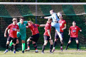 Action last season between Rye Town and Bexhill Town | Picture: Joe Knight