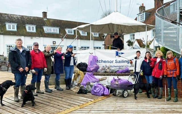 Litter Pickers at Bosham Sailing Club taking part in the Right Royal Clean-Up
