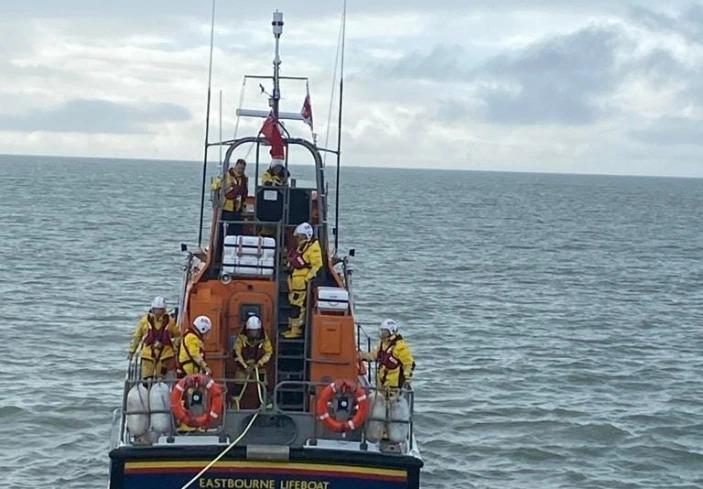 Residents brave the rain to welcome Eastbourne RNLI's new lifeboat