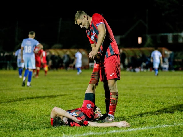 Action from Eastbourne Borough's 2-1 win at Wick in the Sussex Senior Cup