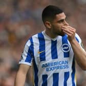 Neal Maupay of Brighton & Hove Albion leaves the field after being substituted during the Premier League match between Brighton & Hove Albion and Norwich City at American Express Community Stadium on April 02, 2022 in Brighton, England. (Photo by Mike Hewitt/Getty Images)