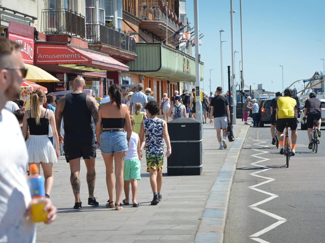 Hastings seafront pictured during the heatwave on Saturday, August 13