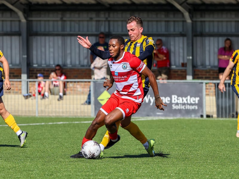 Action from Bath City's 2-1 win at Eastbourne Borough