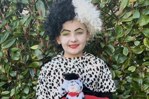 Claire Hutchison sent in this picture of seven-year-old Ruby as Cruella de Vil from 101 Dalmatians