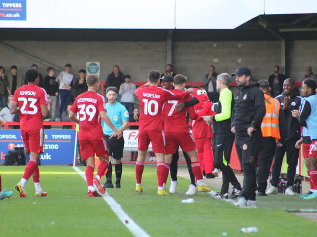 Action from Crawley Town's 2-1 win over Newport County. Picture by Cory Pickford