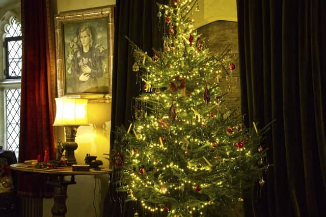 Christmas decorations in Garden Room at Nymans, West Sussex