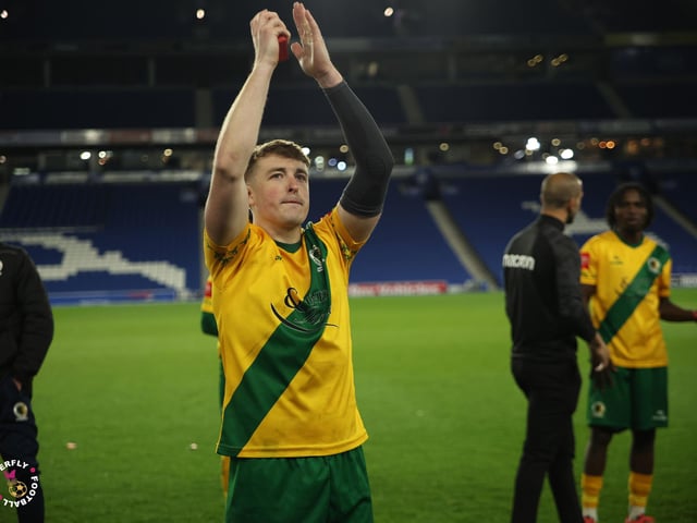 James Hammond’s majestic 95th minute free-kick clinched Horsham FC’s first league and Sussex Senior Cup double in the club’s history.