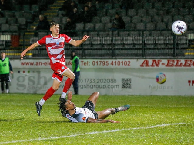 Action from Eastbourne Borough's 1-1 draw at Dover