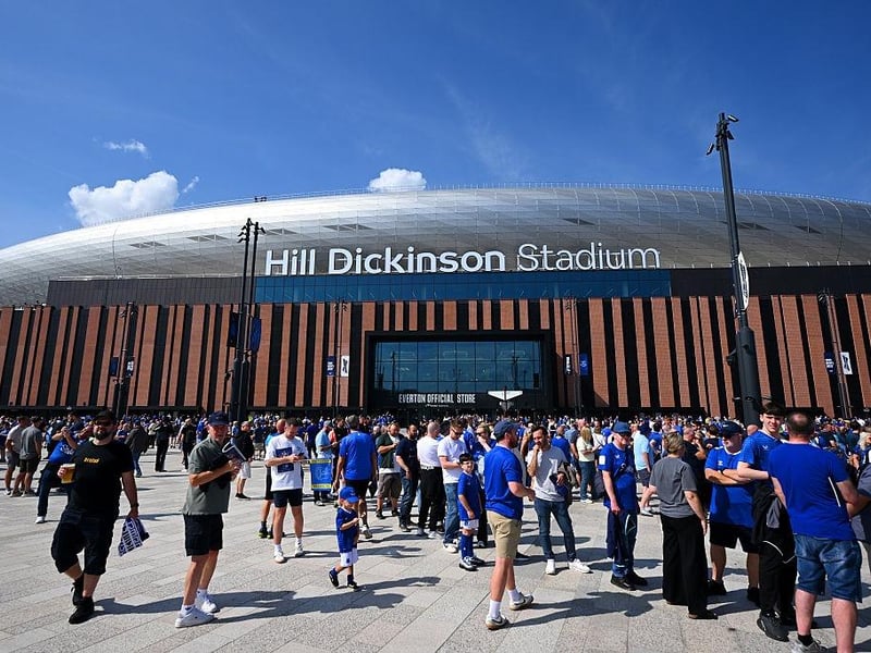 General view outside the stadium as fans gather prior to the Premier League match between Everton and Brighton & Hove Albion at Hill Dickinson Stadium