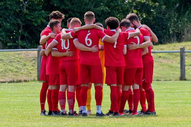 Hassocks FC pictured earlier in the season - they won at Crowborough on a day when football paled into insignificance | Picture: Chris Neal