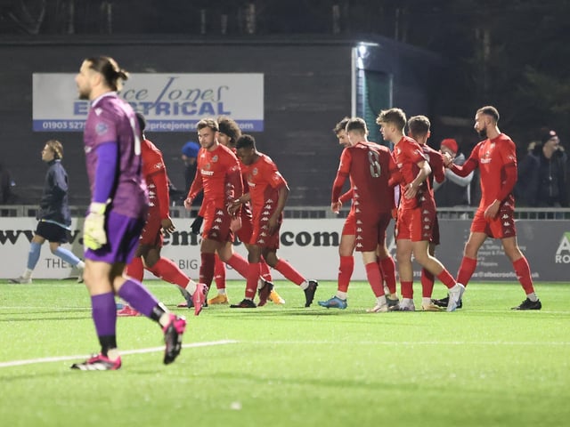 Action from Worthing FC's 6-2 Sussex Senior Cup win over Crowborough Athletic at Woodside Road